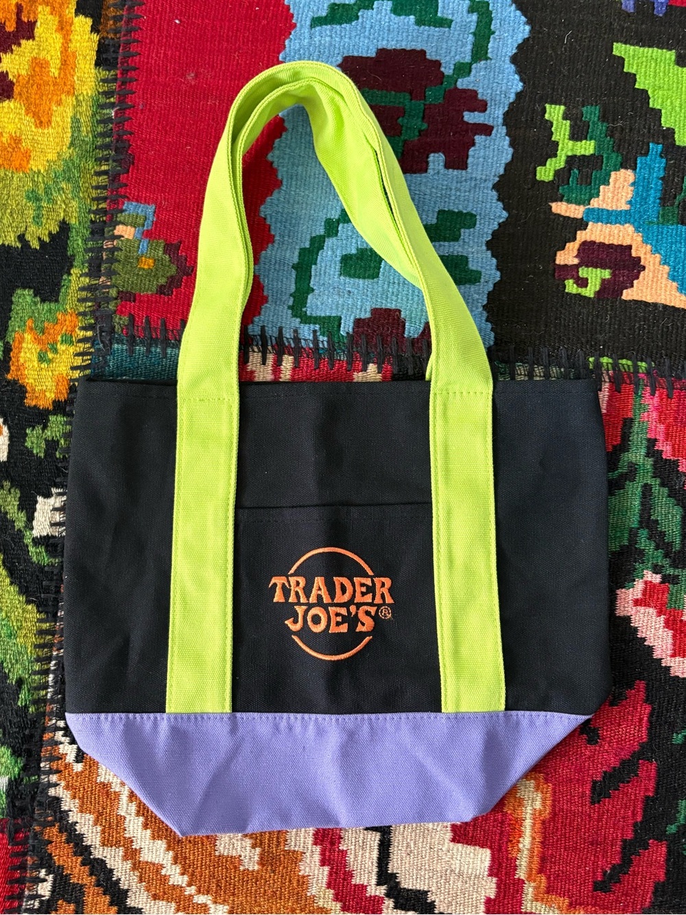 NWOT Trader Joe's Halloween Black Tote with Green, Purple and Orange accents